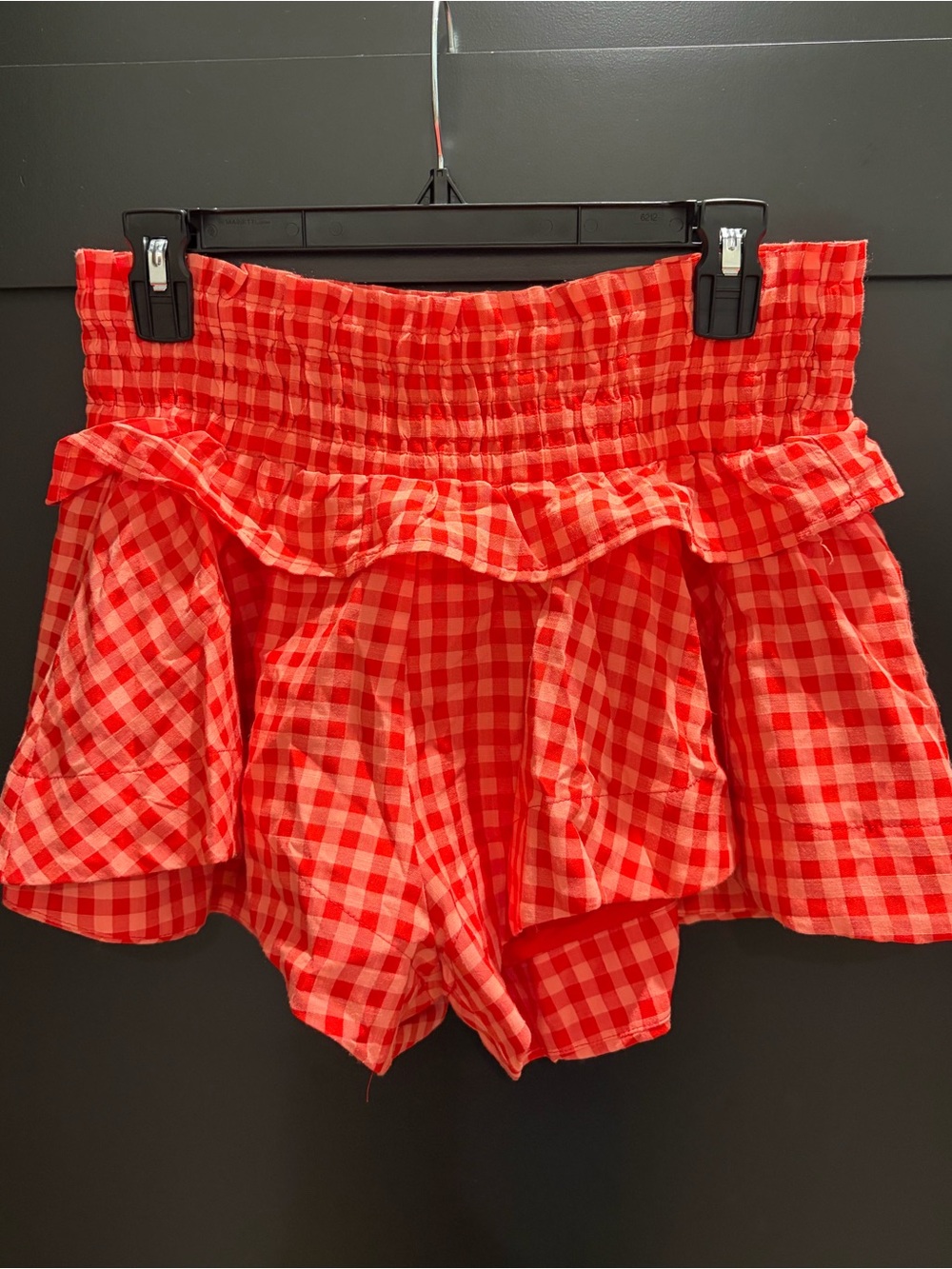 TCEC Red Gingham Ruffle-Waist Skort Shorts